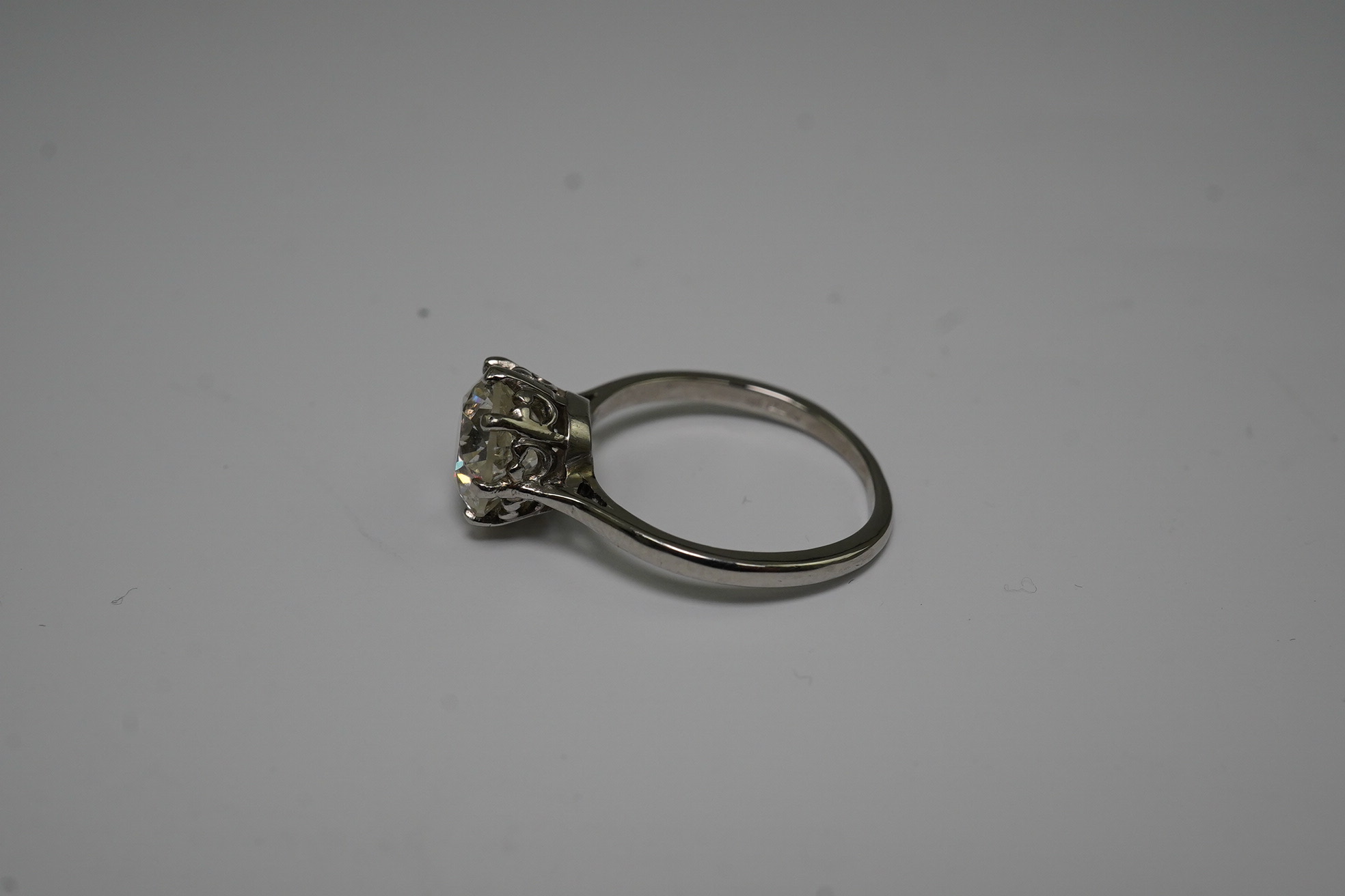 A platinum and solitaire diamond set ring